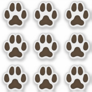 Kleine Dog Paw druckt dunkelbraune Stickereien Aufkleber