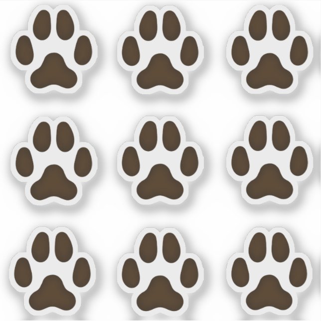 Kleine Dog Paw druckt dunkelbraune Stickereien Aufkleber (Vorderseite)