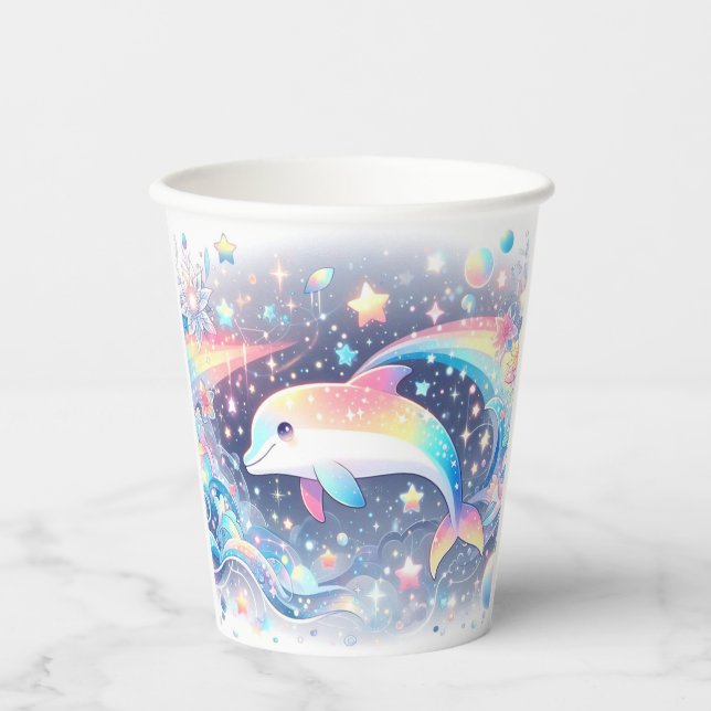 Kleine Dolphin-Babydusche Pappbecher (Vorderseite)