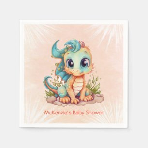 Kleine Drache Märchenjunge Babydusche Serviette
