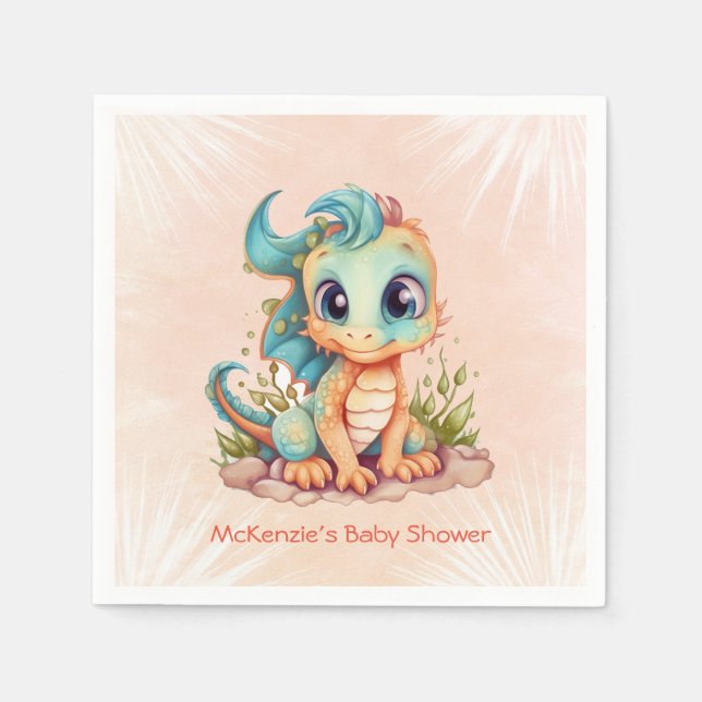 Kleine Drache Märchenjunge Babydusche Serviette (Vorderseite)