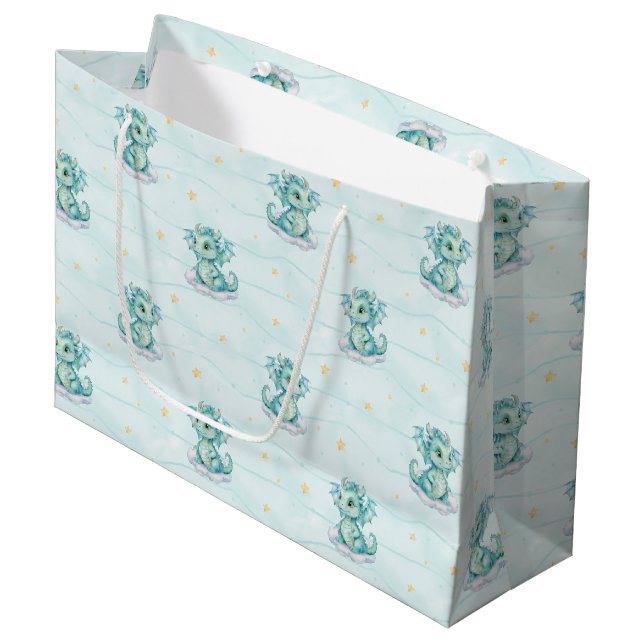Kleine Dragon Baby Dusche Große Geschenktüte (Vorderseite Schrägansicht)