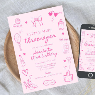 Kleine Dreijährige Diva, Mode & Schminke für Dreij Einladung
