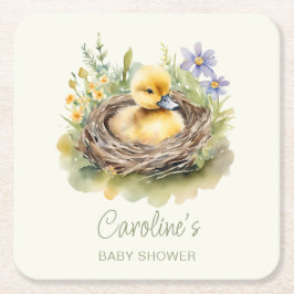 Kleine Duckling Duck Babydusche Personalisiert Rechteckiger Pappuntersetzer