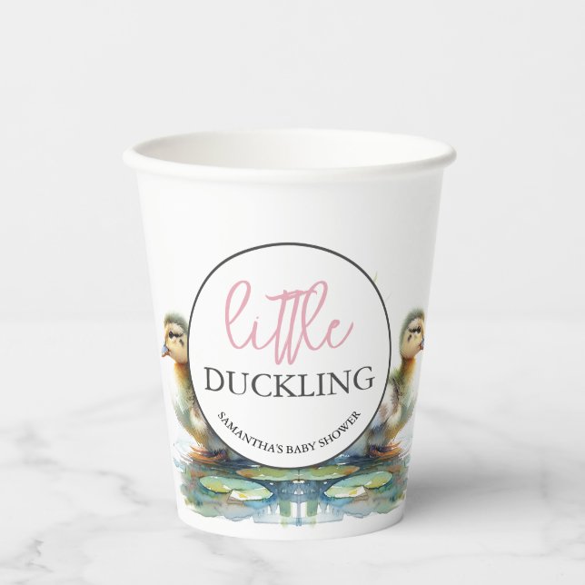 Kleine Duckling Paper Cups Girl Babydusche Pappbecher (Vorderseite)