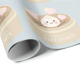 Kleine duftende Babydusche blau Geschenkpapier