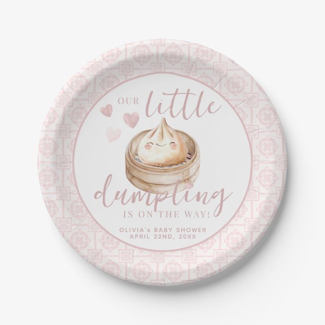 Kleine duftende Pink-Aquarell-Babydusche Pappteller (Vorderseite)