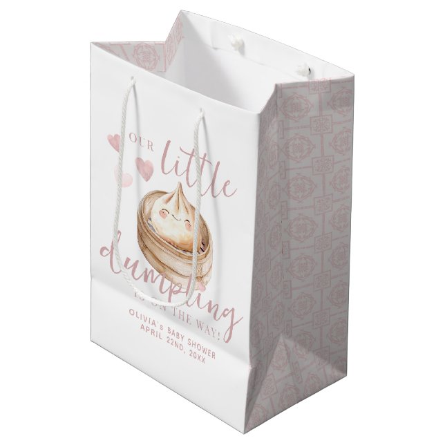 Kleine duftende Pink Girl Babydusche Medium Gesche Mittlere Geschenktüte (Vorderseite Schrägansicht)