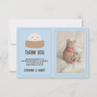 Kleine Dumpling auf dem Weg Blue Baby Dusche Foto