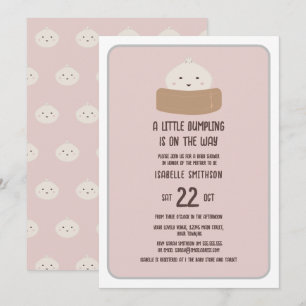 Kleine Dumpling auf dem Weg Pink Baby Dusche Einladung