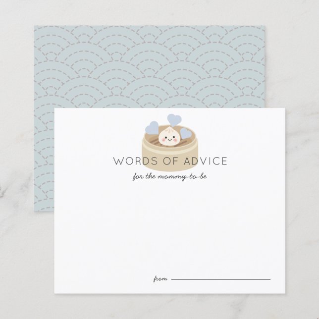 Kleine Dumpling Baby Dusche Blue Advice Card (Vorne/Hinten)