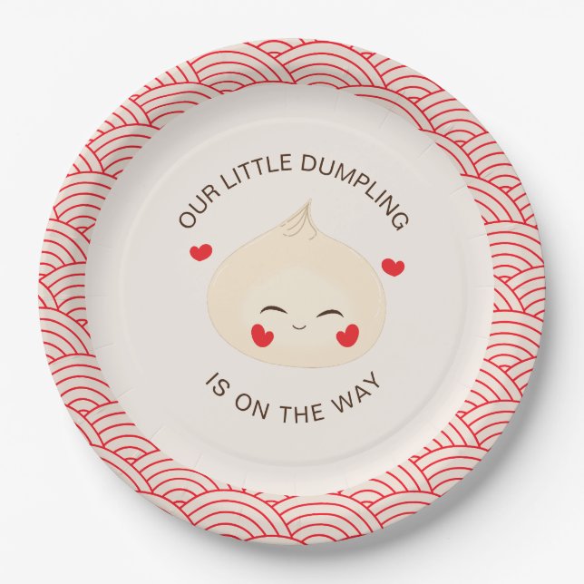Kleine Dumpling Dim Sum Baby Dusche Pappteller (Vorderseite)