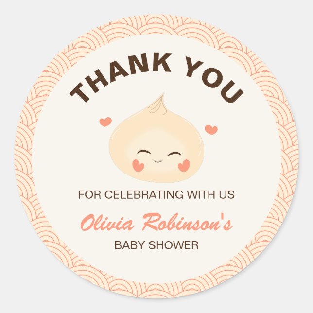 Kleine Dumpling Dim Sum Baby Dusche Runder Aufkleber (Vorderseite)