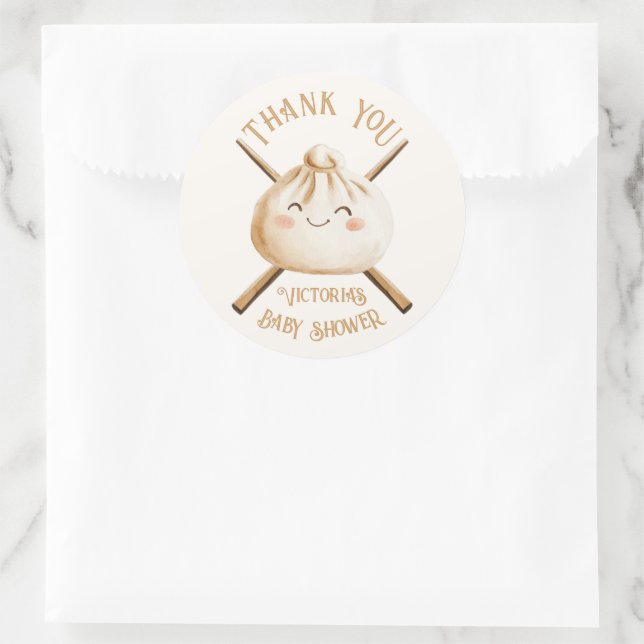 Kleine Dumpling Dim Sum Gender Neutral Baby Dusche Runder Aufkleber (Tasche)