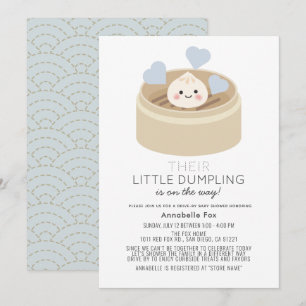 Kleine Dumpling Drive-by Boy Baby Dusche Einladung