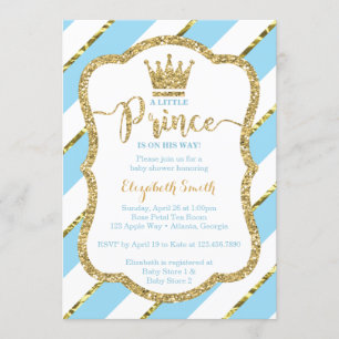 Kleine Dusche Prinz-Baby laden, Imitat-Glitzer ein Einladung