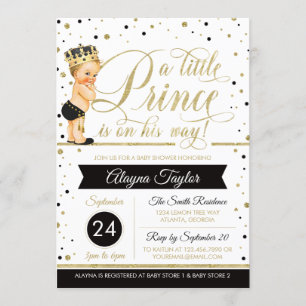 Kleine Dusche Prinz-Baby laden, Imitat-Glitzer ein Einladung