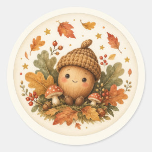 Kleine Eichel Herbst-Baby-Party-Geschenk Runder Aufkleber