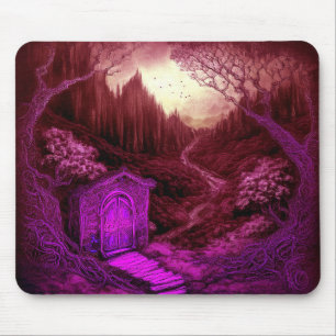 Kleine einzigartige Hütte entlang eines Bachlaufs Mousepad