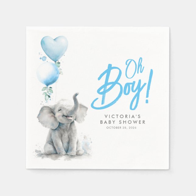 Kleine Elefant Niedlich Blue and Gray Baby Dusche Serviette (Vorderseite)