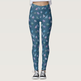 Kleine Elefanten auf blauen Wirbel-Leggings Leggings