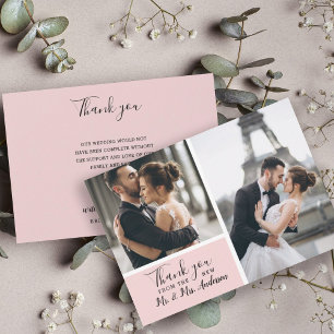 Kleine Elegante Blush 2 Foto Collage Wedding Mitteilungskarte