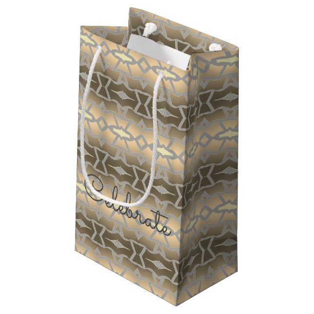 Kleine elegante Papiergeschenktasche Kleine Geschenktüte (Rückseite Schrägansicht)