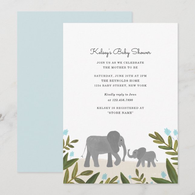 Kleine Elephant Baby Dusche laden ein Einladung (Vorne/Hinten)