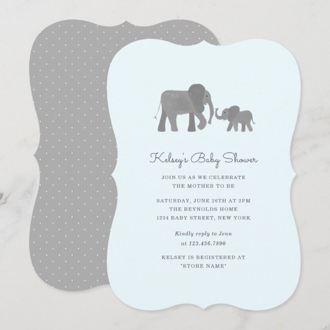 Kleine Elephant Baby Dusche laden ein Einladung (Vorne/Hinten)