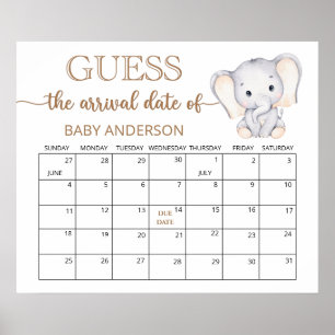 Kleine Elephant Guess Due Date Calendar Poster