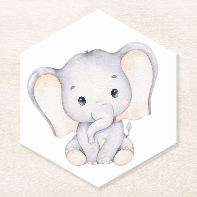 Kleine Elephant Watercolor Babydusche Untersetzer (Vorderseite)