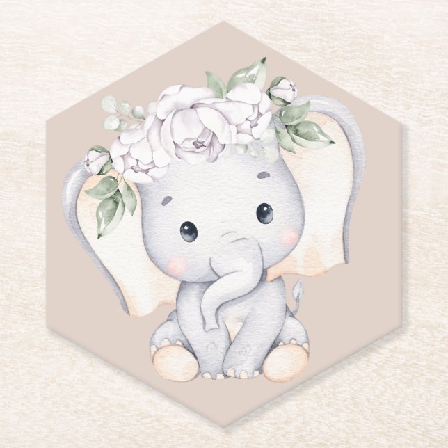Kleine Elephant Watercolor Babydusche Untersetzer (Vorderseite)