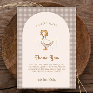 Kleine Entchen Farmhouse Gingham Babyparty Dankeskarte