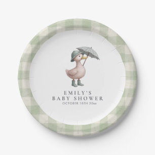 Kleine Ente Grün Geschlechtsneutrale Babyparty Pappteller