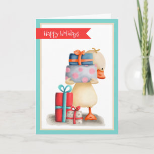 Kleine Ente mit den Geschenken Personalisiert Urla Karte