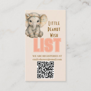 Kleine Erdnuss Boho Safari Elefant Junge Babyparty Begleitkarte