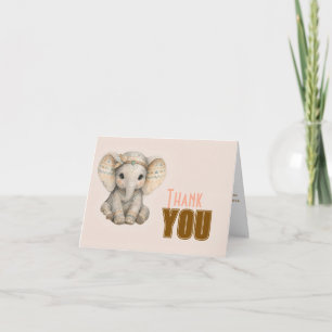 Kleine Erdnuss Boho Safari Elefant Junge Babyparty Dankeskarte