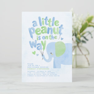 Kleine Erdnuss Grün und Blau Elefant Baby Shower Einladung