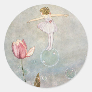 Kleine Fairy auf eine Blase Runder Aufkleber