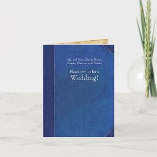 Kleine faltbare Vintage-Blaue-Buch-Hochzeitseinlad Einladung
