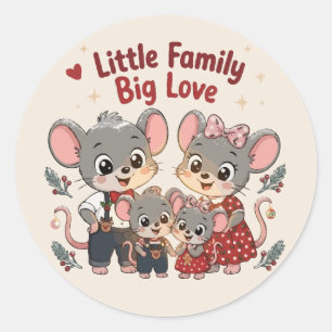 Kleine Familie Große Liebe Süße Maus Runder Aufkleber