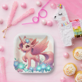 Kleine Fantasy Unicorn Kinderdusche Pappteller