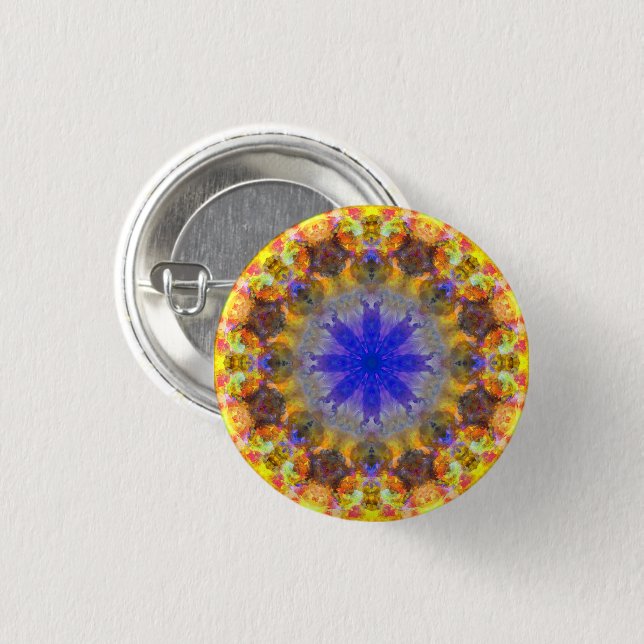 Kleine farbige Psychedelic Dreamy Mandala Schaltfl Button (Vorne & Hinten)