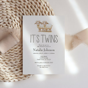 Kleine Farm-Nursery-Tiere Zwillinge Baby-Party Einladung