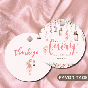Kleine Fee verzaubert Pink Baby Dusche Geschenkanhänger