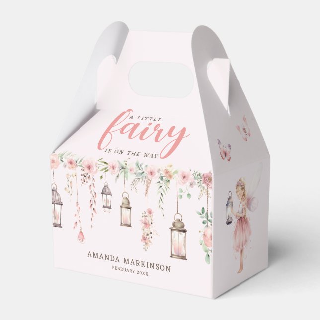 Kleine Fee verzaubert Pink Baby Dusche Geschenkschachtel (Vorderseite)