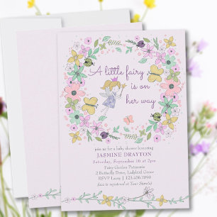Kleine Feen Laune Blumen Garten Mädchen Babyparty Einladung