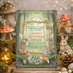 Kleine Feen Whimsical Wald 3. Geburtstagsfeier Einladung