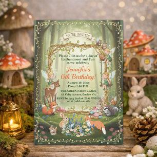 Kleine Feen Whimsical Wald 6. Geburtstagsfeier Einladung