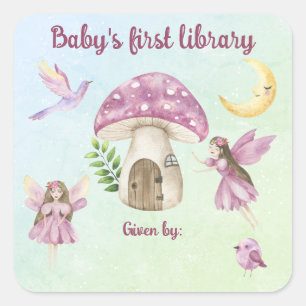 Kleine Feenbabys erste Bibliothek Quadratischer Aufkleber